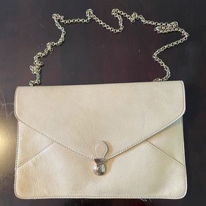 Cream Leather Clutch/Shoulder Bag